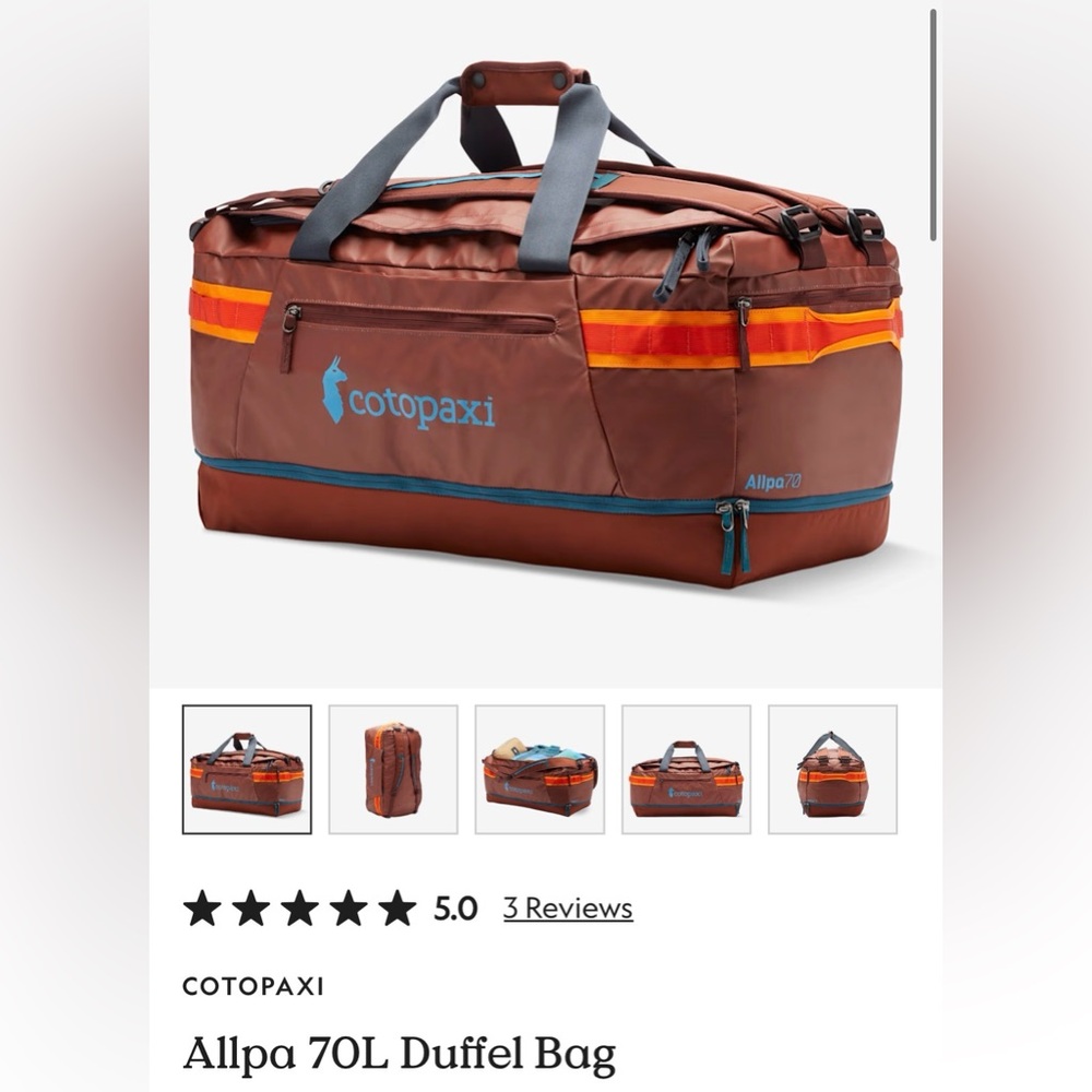 Cotopaxi Allpa 70L Duffel Bag - Rusty